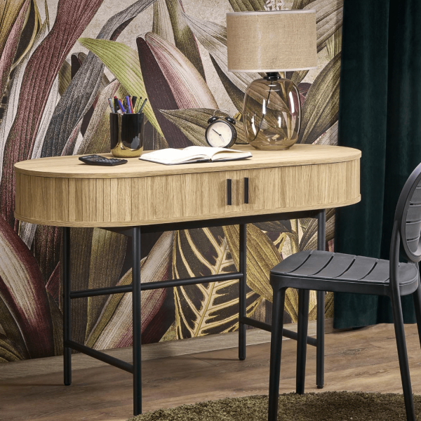 Biurko z Półką Toaletka Loft B51 Naturalny Czarny Aranżacja