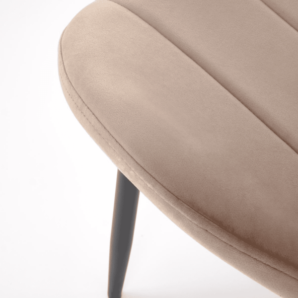 Krzesło Tapicerowane Welurowe Beżowe K538 Zbliżenie Siedzisko