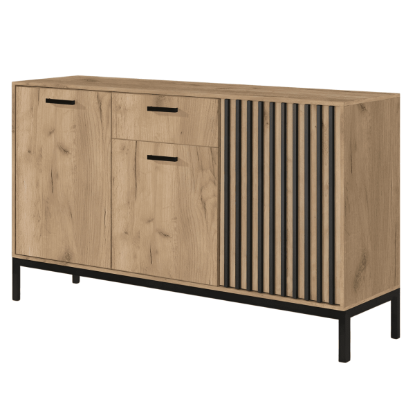 Komoda Lamele LAMINO KM-1 Dąb Craft Czarna Loft Lewy Front