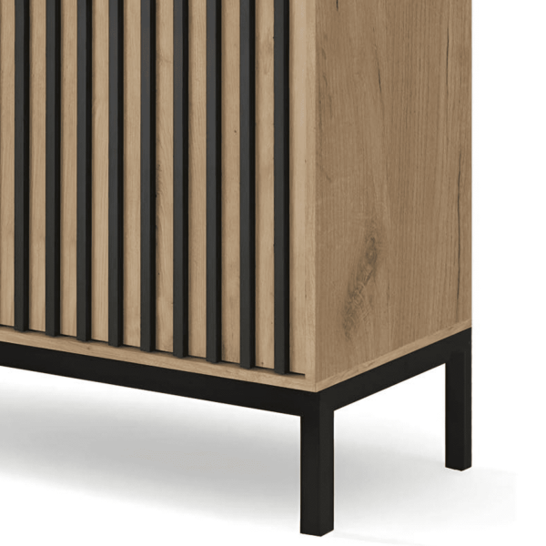 Komoda Lamele LAMINO KM-1 Dąb Craft Czarna Loft Zbliżenie Podstawy