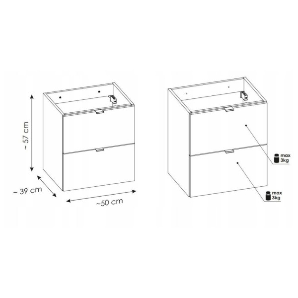 Nowoczesna Szafka pod Umywalkę 50 cm z Szufladami do Łazienki Boho Japandi Dąb Evoke Coast NOVA OAK Comad