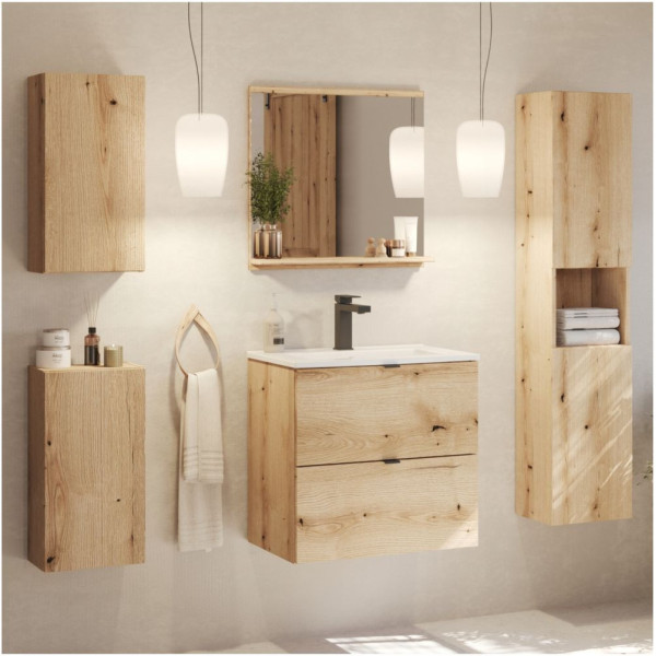 Nowoczesna Wisząca Szafka pod Umywalkę 80 cm z Szufladami Dąb Coast Evoke NOVA OAK Comad