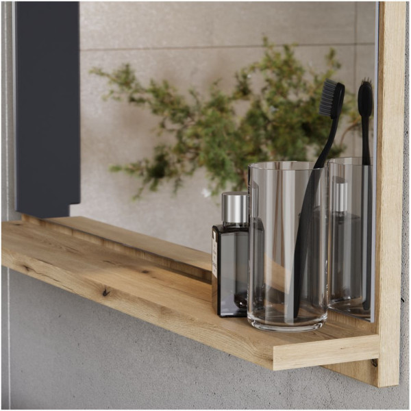 Lustro Łazienkowe z Półką 50 cm Boho Japandi Dąb Evoke Coast NOVA OAK Comad