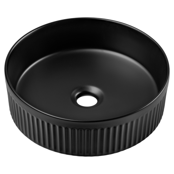 Nowoczesna Umywalka Nablatowa Okrągła 36 cm Ceramiczna Mała do Łazienki Czarna Matowa BEYOND 2 COMAD