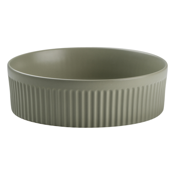 Zielona Umywalka Nablatowa Okrągła 36 cm Oliwkowa Matowa Ceramiczna BEOYOND 2 Comad
