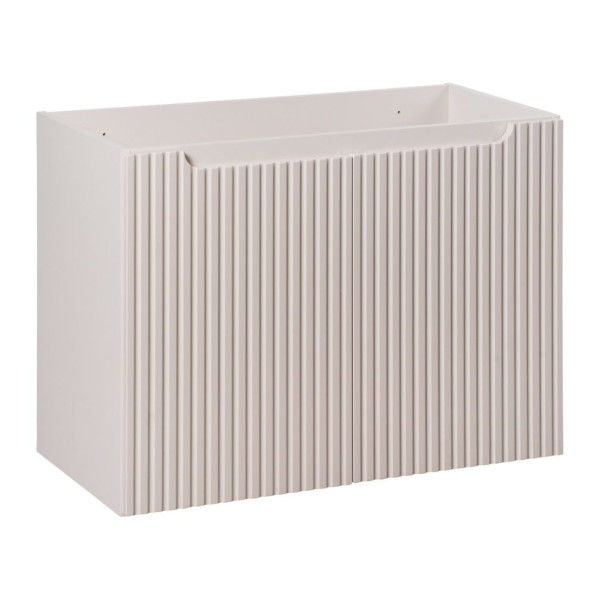 Wisząca Szafka pod Umywalkę z Baltem 80 cm Ryflowana 2 Drzwiowa do Łazienki Boho Beżowy NOC