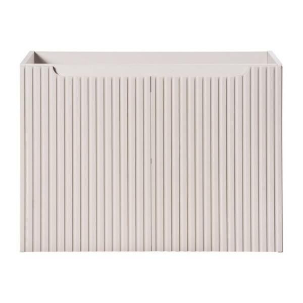 Wisząca Szafka pod Umywalkę z Baltem 80 cm Ryflowana 2 Drzwiowa do Łazienki Boho Beżowy NOC