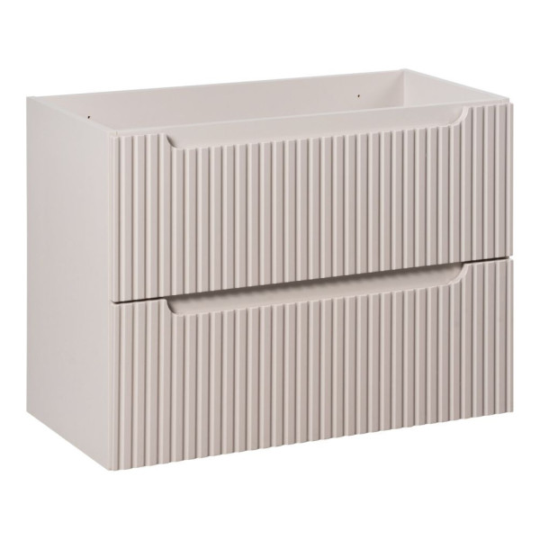 Szafka pod Umywalkę z Blatem 80 cm Ryflowana z Szufladami do Łazienki Boho Beżowy Mat NOC