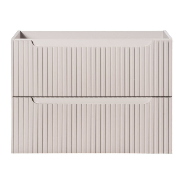 Szafka pod Umywalkę z Blatem 80 cm Ryflowana z Szufladami do Łazienki Boho Beżowy Mat NOC