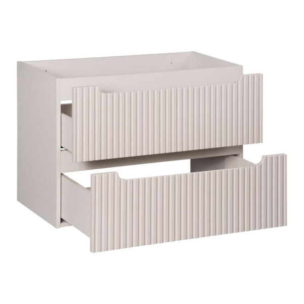 Szafka pod Umywalkę z Blatem 80 cm Ryflowana z Szufladami do Łazienki Boho Beżowy Mat NOC