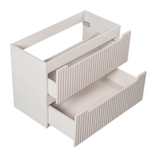 Szafka pod Umywalkę z Blatem 80 cm Ryflowana z Szufladami do Łazienki Boho Beżowy Mat NOC