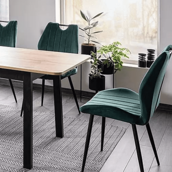 Krzesło Tapicerowane Metalowe Welurowe do Salonu Jadalni Velvet Ciemno Zielone LIMA