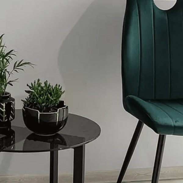 Krzesło Tapicerowane Metalowe Welurowe do Salonu Jadalni Velvet Ciemno Zielone LIMA