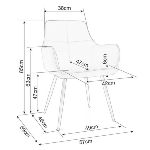 Tapicerowane Krzesło z Podłokietnikami Welurowe do Salonu Jadalni Beżowe LIVIEN