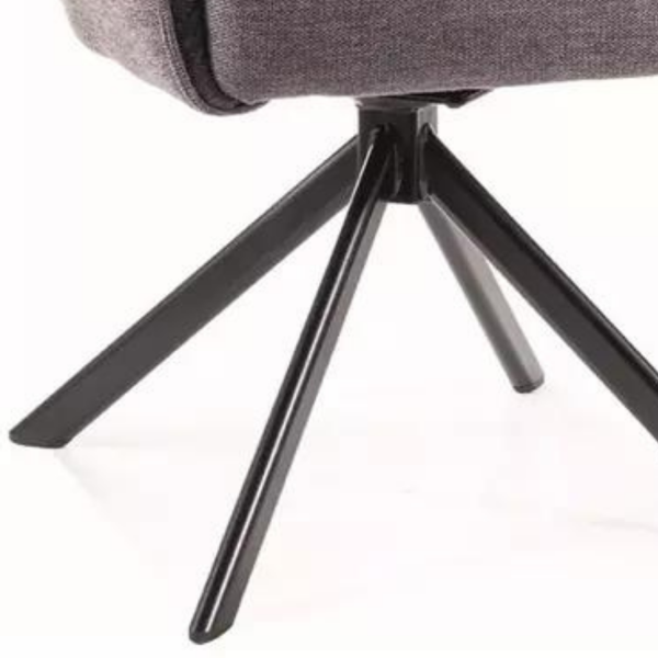 Obrotowe Krzesło z Podłokietnikami Tapicerowane do Salonu Jadalni Toaletki Szare LIMA
