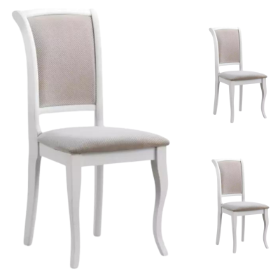 Drewniane Krzesło Modern Barock Tapicerowane do Salonu Jadalni Beżowe GLORI