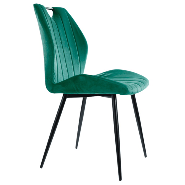 Krzesło Tapicerowane Metalowe Welurowe do Salonu Jadalni Velvet Ciemno Zielone LIMA
