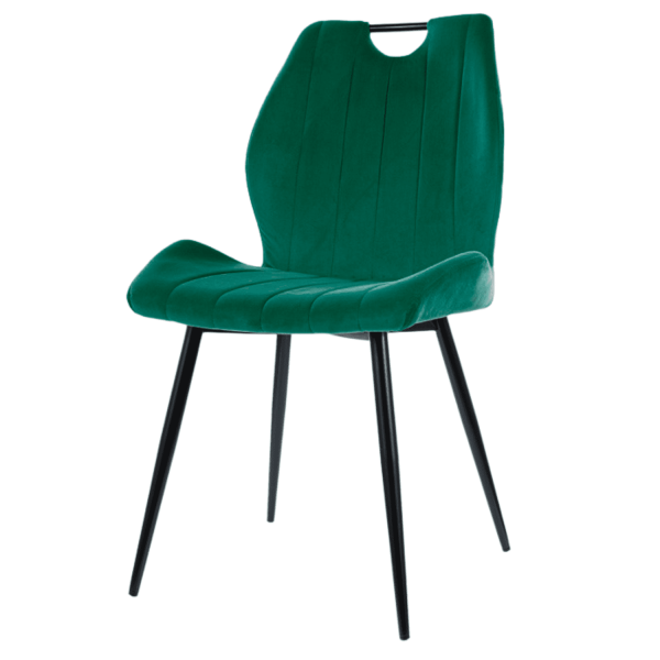 Krzesło Tapicerowane Metalowe Welurowe do Salonu Jadalni Velvet Ciemno Zielone LIMA