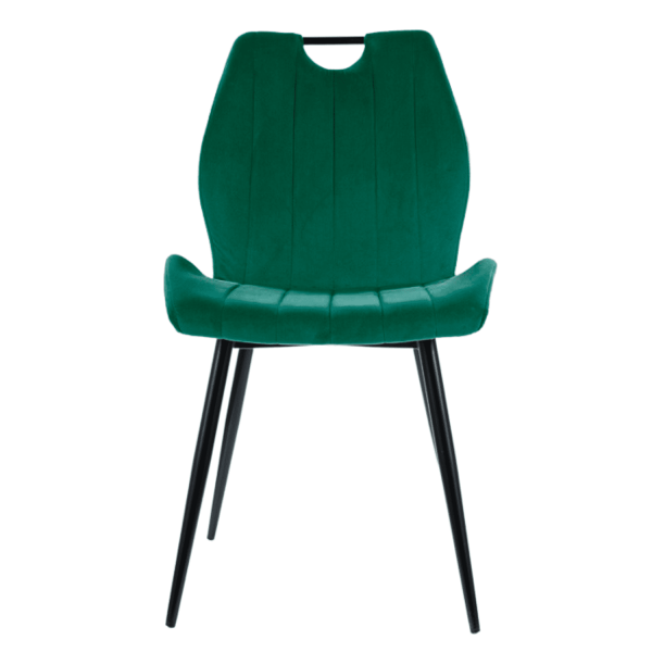 Krzesło Tapicerowane Metalowe Welurowe do Salonu Jadalni Velvet Ciemno Zielone LIMA
