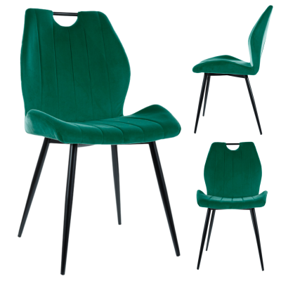 Krzesło Tapicerowane Metalowe Welurowe do Salonu Jadalni Velvet Ciemno Zielone LIMA