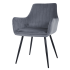 Tapicerowane Krzesło Welurowe z Podłokietnikami do Salonu Jadalni Szare RATIS