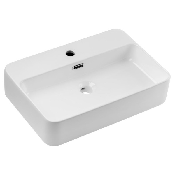 Umywalka Nablatowa Ceramiczna 55 cm Mała Biała Prostokątna Połysk TRUST 2 COMAD