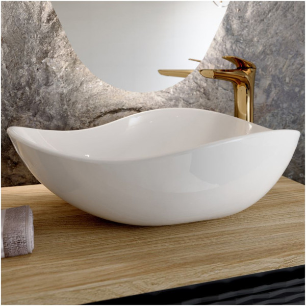 Umywalka Nablatowa Biała Nowoczesna Ceramiczna 51x39 cm CLOUD FREE WHITE COMAD