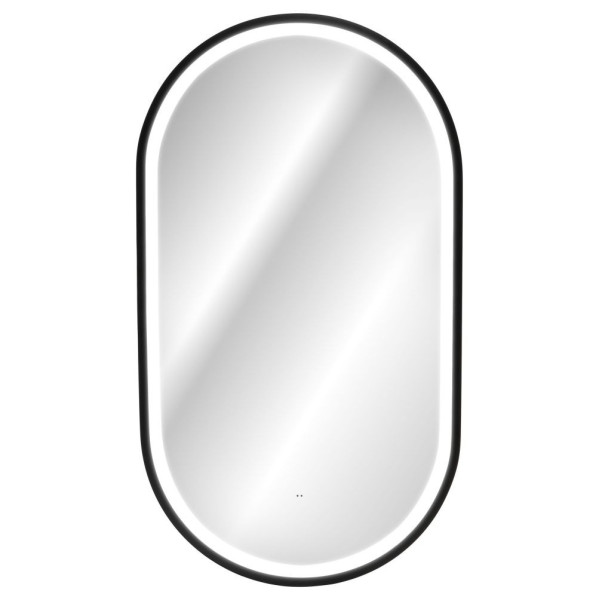 Lustro Owalne do Łazienki w Ramie Czarne LED 90 cm Podświetlane APOLLO 2 COMAD