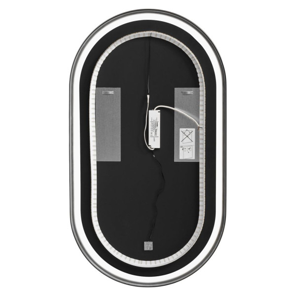 Lustro Owalne do Łazienki w Ramie Czarne LED 90 cm Podświetlane APOLLO 2 COMAD