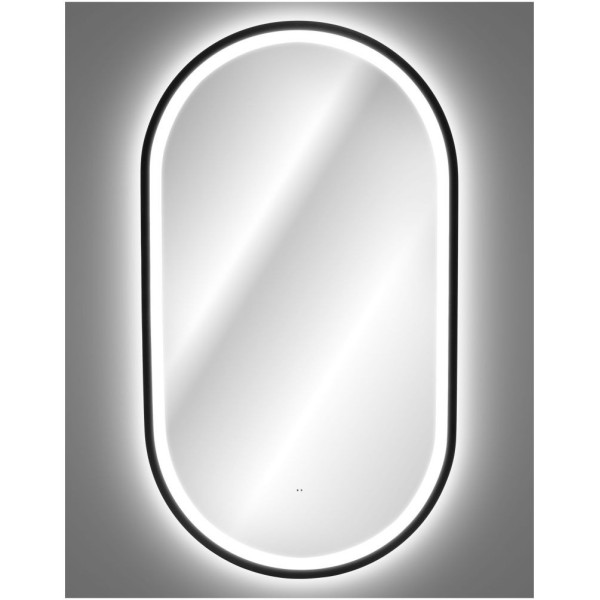 Lustro Owalne do Łazienki w Ramie Czarne LED 90 cm Podświetlane APOLLO 2 COMAD