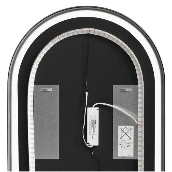 Lustro Owalne do Łazienki w Ramie Czarne LED 90 cm Podświetlane APOLLO 2 COMAD