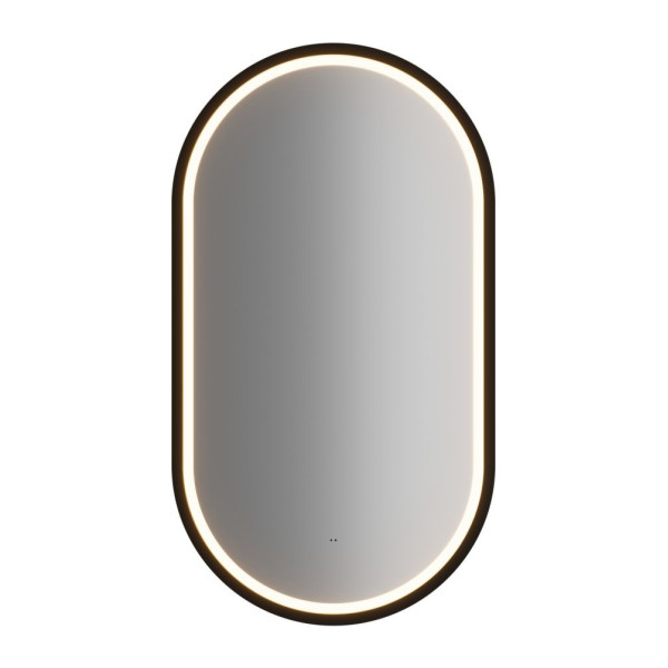 Lustro Owalne do Łazienki w Ramie Czarne LED 90 cm Podświetlane APOLLO 2 COMAD