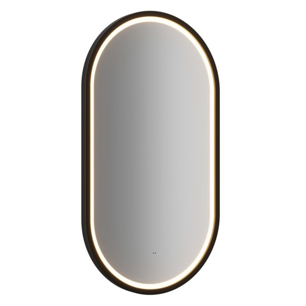 Lustro Owalne do Łazienki w Ramie Czarne LED 90 cm Podświetlane APOLLO 2 COMAD