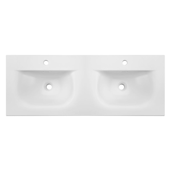 Podwójna Umywalka Meblowa Ceramiczna 121x46 cm Podwójna Misa Biała Matowa SKY 1 COMAD