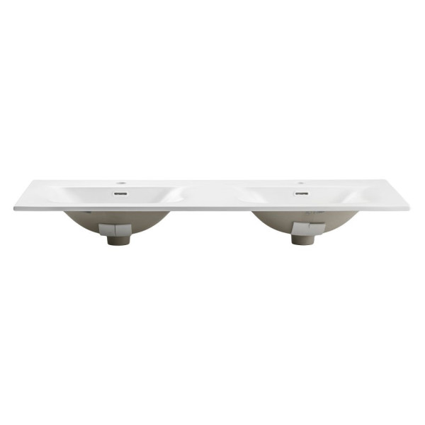 Podwójna Umywalka Meblowa Ceramiczna 121x46 cm Podwójna Misa Biała Matowa SKY 1 COMAD