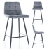Tapicerowany Hoker Krzesło Barowe Pikowane Welurowe do Kuchni Baru Jadalni Szare STIKO