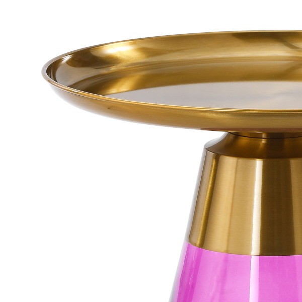 Wysoki Stolik Nowoczesny Okrągły do Salonu Sypialni Glamour Różowy Złoty TIFFANY S