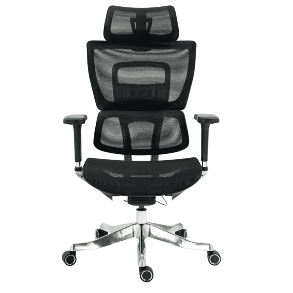 Ergonomiczny Fotel Biurowy Obrotowy do Komputera Biurka Siatka Czarny Aluminiowy VICTORY+