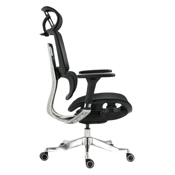 Ergonomiczny Fotel Biurowy Obrotowy do Komputera Biurka Siatka Czarny Aluminiowy VICTORY+