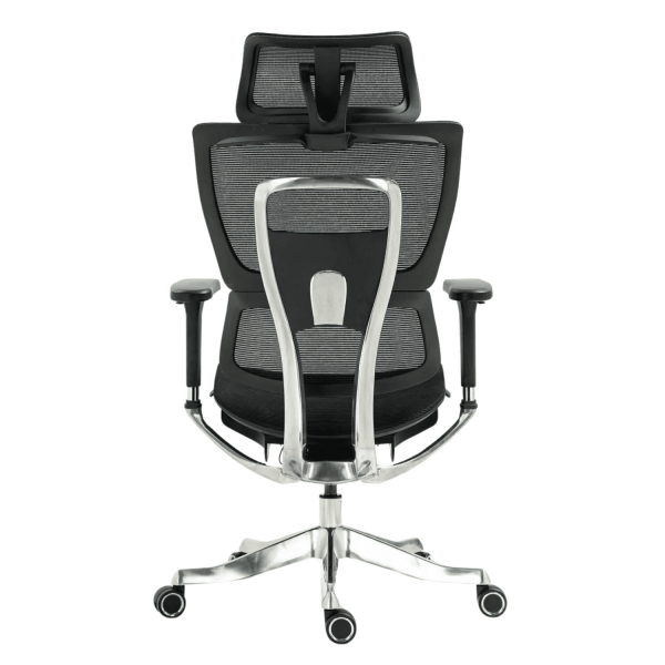 Ergonomiczny Fotel Biurowy Obrotowy do Komputera Biurka Siatka Czarny Aluminiowy VICTORY+