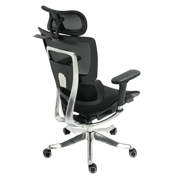 Ergonomiczny Fotel Biurowy Obrotowy do Komputera Biurka Siatka Czarny Aluminiowy VICTORY+