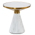 Nowoczesny Stolik Kawowy Okrągły Ceramiczny Marmurowy do Salonu Glamour Złoty Biały Marmur TALBI