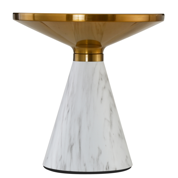 Nowoczesny Stolik Kawowy Okrągły Ceramiczny Marmurowy do Salonu Glamour Złoty Biały Marmur TALBI