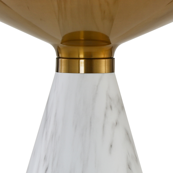 Nowoczesny Stolik Kawowy Okrągły Ceramiczny Marmurowy do Salonu Glamour Złoty Biały Marmur TALBI