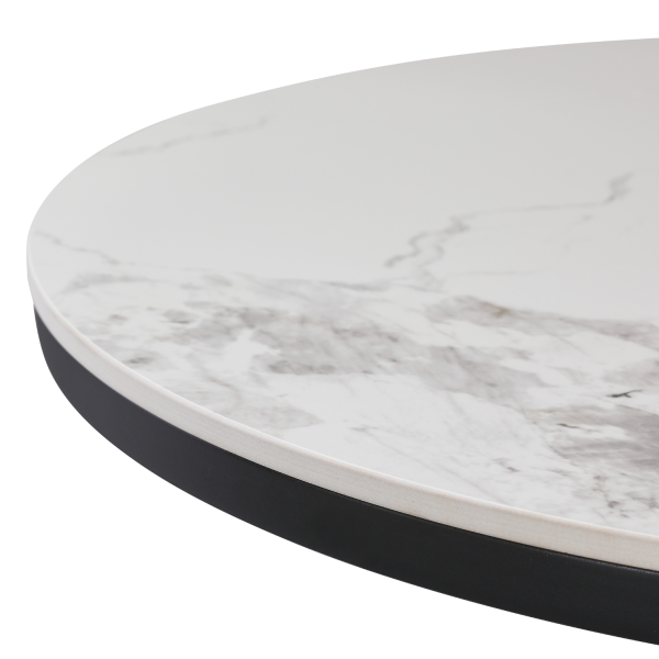 Duży Okrągły Stolik Kawowy Biały Marmur Orzech Ceramiczny do Salonu NAPA
