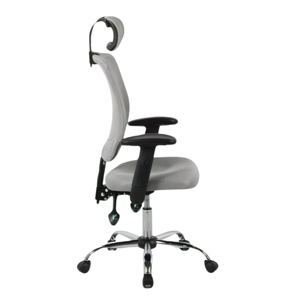 Tapicerowany Fotel Biurowy Ergonomiczny Obrotowy do Biurka Gabinetu Biura Siatka Szary TROX