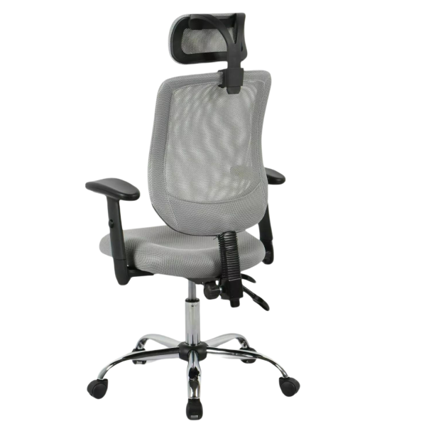 Tapicerowany Fotel Biurowy Ergonomiczny Obrotowy do Biurka Gabinetu Biura Siatka Szary TROX