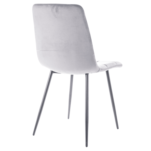 Pikowane Krzesło Tapicerowane do Salonu Jadalni Welurowe Szare STILON