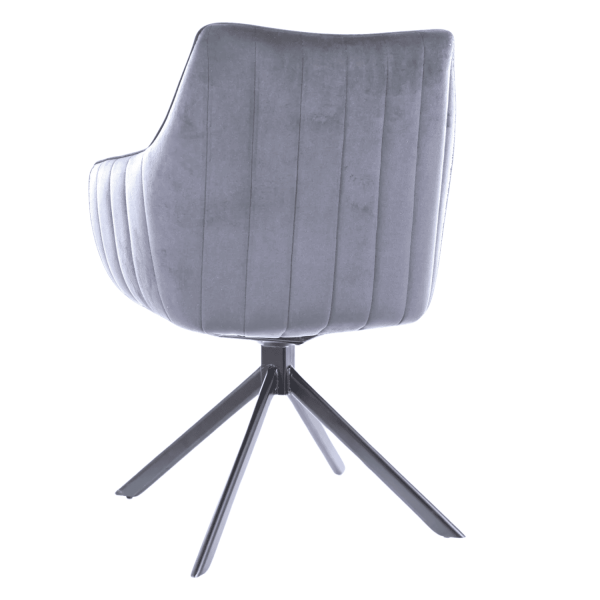 Krzesło Obrotowe Welurowe z Podłokietnikami do Salon Jadalni Szare NERO