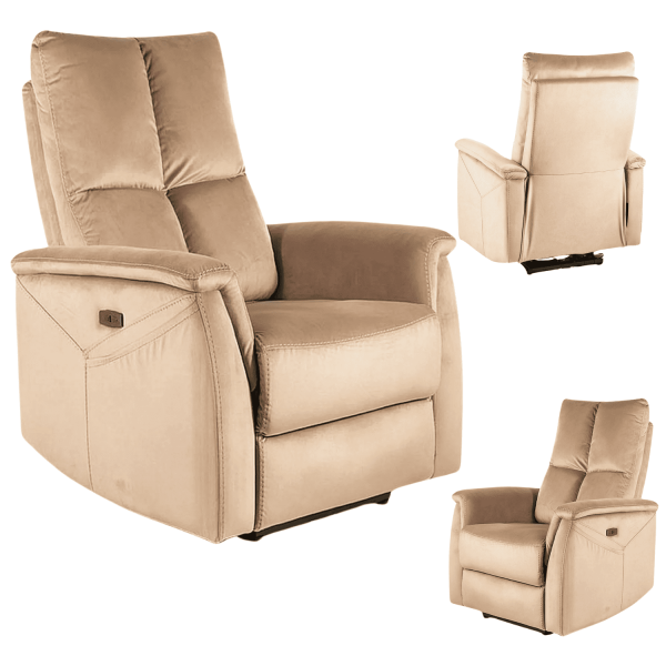 Fotel Rozkładany z Masażem Wypoczynkowy Elektryczny Beżowy ROSTI